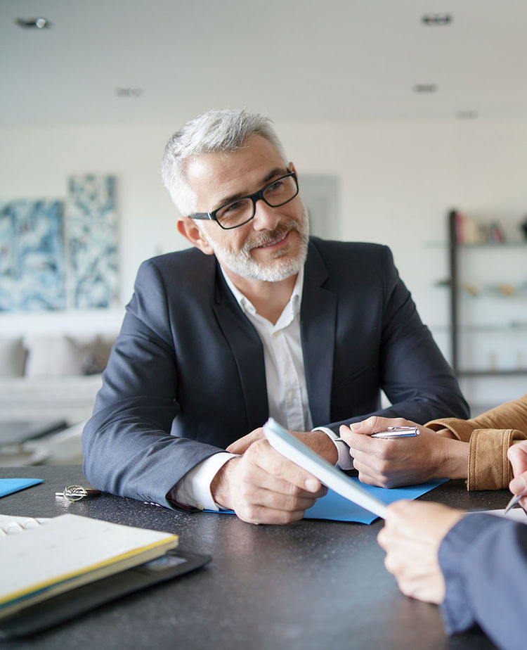 Real-estate agent in contemporary house